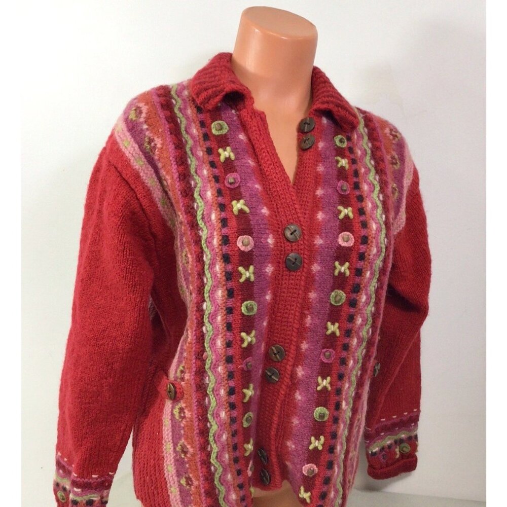 Newari Wool Cardigan Sweater Womens Large